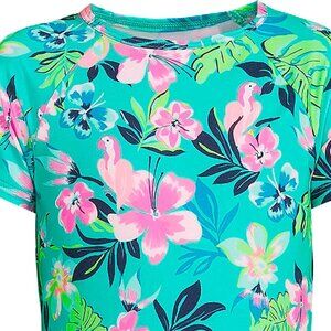 Land's End Hawaiian Swim Shirt Rash Guard Size L